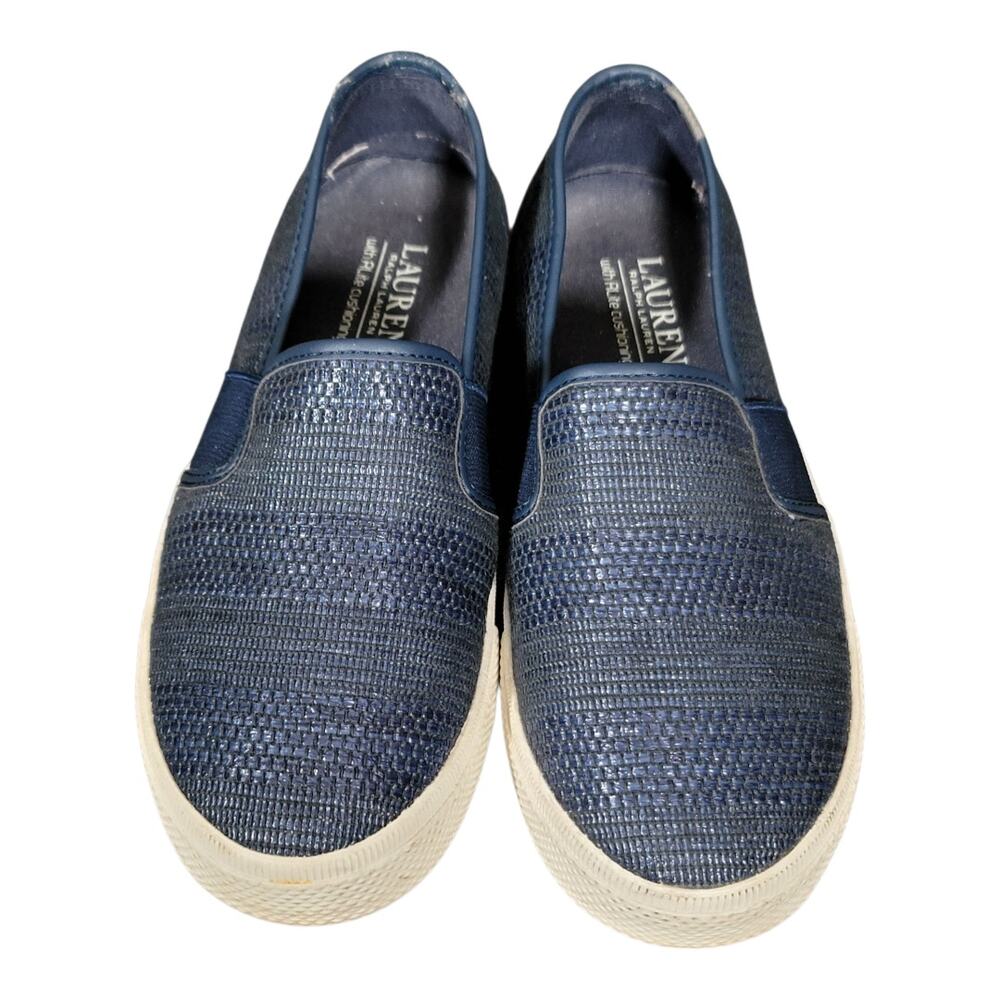 Lauren Ralph Lauren Jinny Slip On Flat Comfort Shoes Navy Blue Women's Size 7B